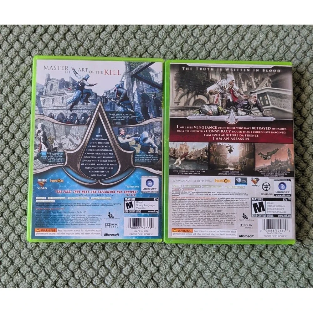 Assassin's Creed 1 & II (Xbox 360) CIB Both In Good Condition